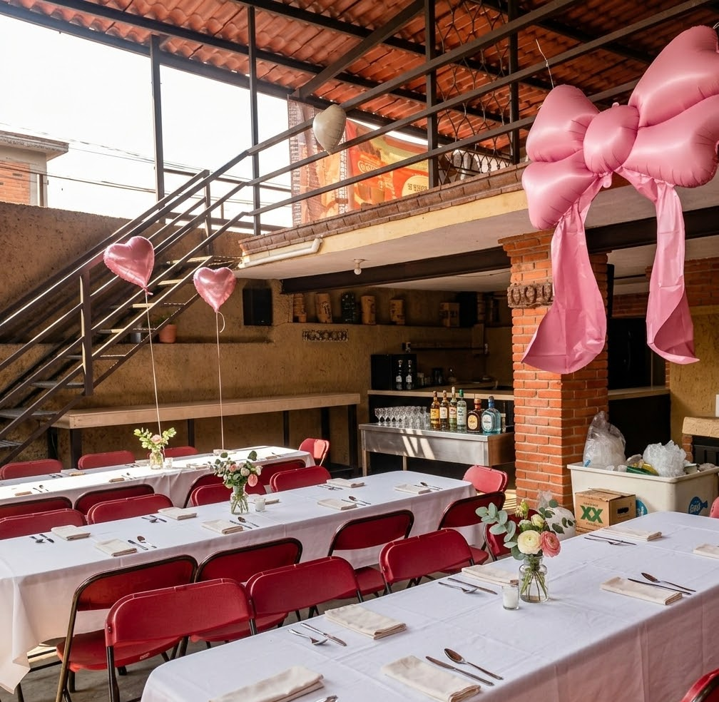 Salón de eventos decorado para fiesta
